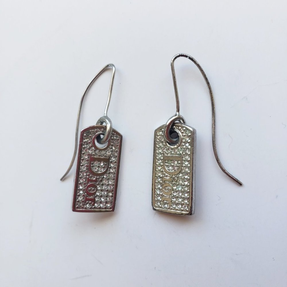 Christian Dior logo Crystal drop earrings - Picture 2 of 5